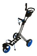 QWIK FOLD SWIVEL 3-WHEEL GOLF PUSH CART W/ UMBRELLA HOLDER (AVAILABLE IN FOUR COLORS)