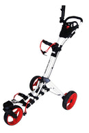 QWIK FOLD SWIVEL 3-WHEEL GOLF PUSH CART W/ UMBRELLA HOLDER (AVAILABLE IN FOUR COLORS)