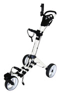 QWIK FOLD SWIVEL 3-WHEEL GOLF PUSH CART W/ UMBRELLA HOLDER (AVAILABLE IN FOUR COLORS)